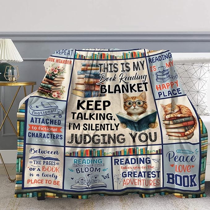 Book Lovers Gifts, Gifts for Readers, Book Club Librarian Bookworm Bookish Reading Throw Blanket 60" X 50"