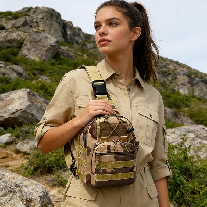 Viriber Tactical Backpack, Waterproof Military Cross-body Molle Sling Shoulder Backpack Chest Bag for Outdoor Every Day Carry CP02