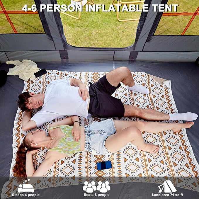 Inflatable Tents for Camping,Easy Blow Up Tent with Hand Pump,4 Seasons Waterproof Air Inflatable Camping Tent House for Family Weekend Camping