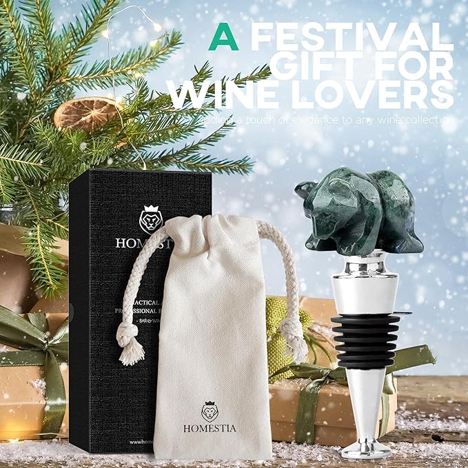 Homestia Bear Wine Stopper, Wine Gifts Birthday Gifts for Men Women, Bottle Stoppers for Wine Champagne, Vacuum Bottle Corks with Silicone, Christmas Women Gift Holiday Party