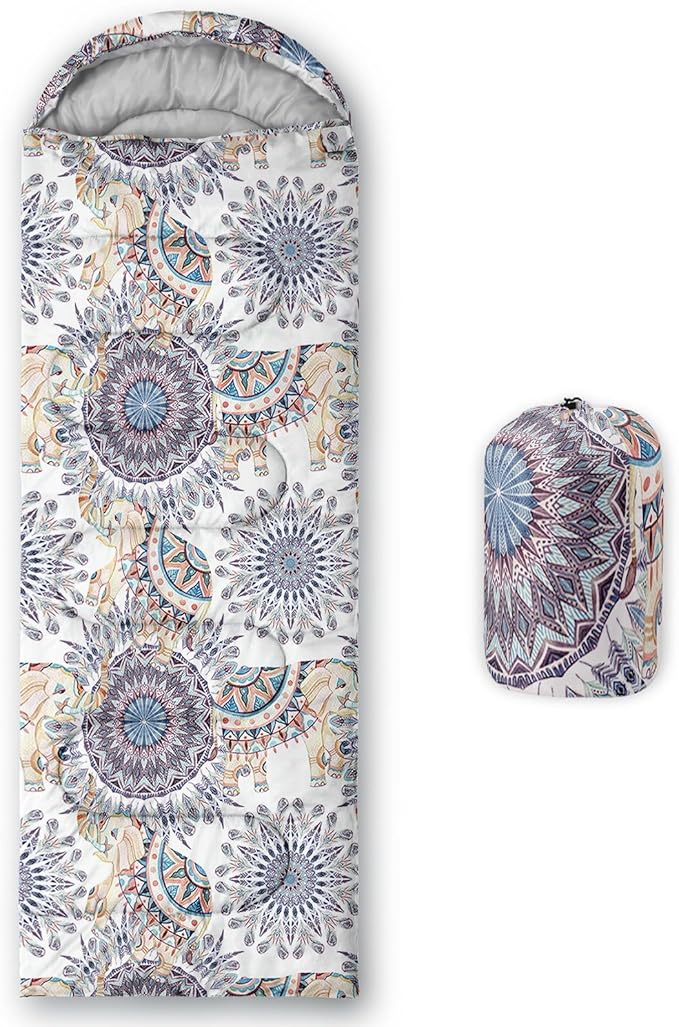 Kids Sleeping Bag for Boys Girls,Bohemian Cowboy Print-Lightweight Warm Portable Outdoor Indoor-Waterproof Cold Weather Resistant Sleeping Bag for Camping Hiking