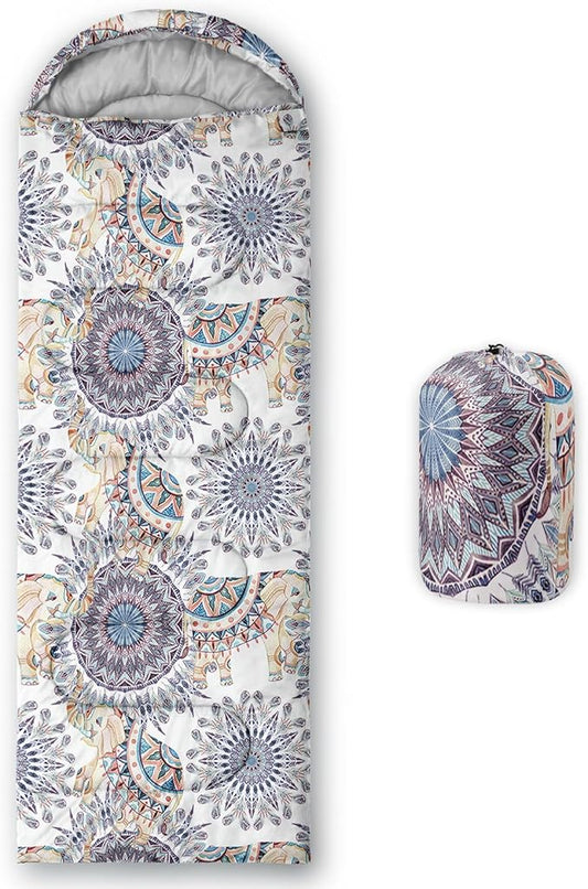 Kids Sleeping Bag for Boys Girls,Bohemian Cowboy Print-Lightweight Warm Portable Outdoor Indoor-Waterproof Cold Weather Resistant Sleeping Bag for Camping Hiking