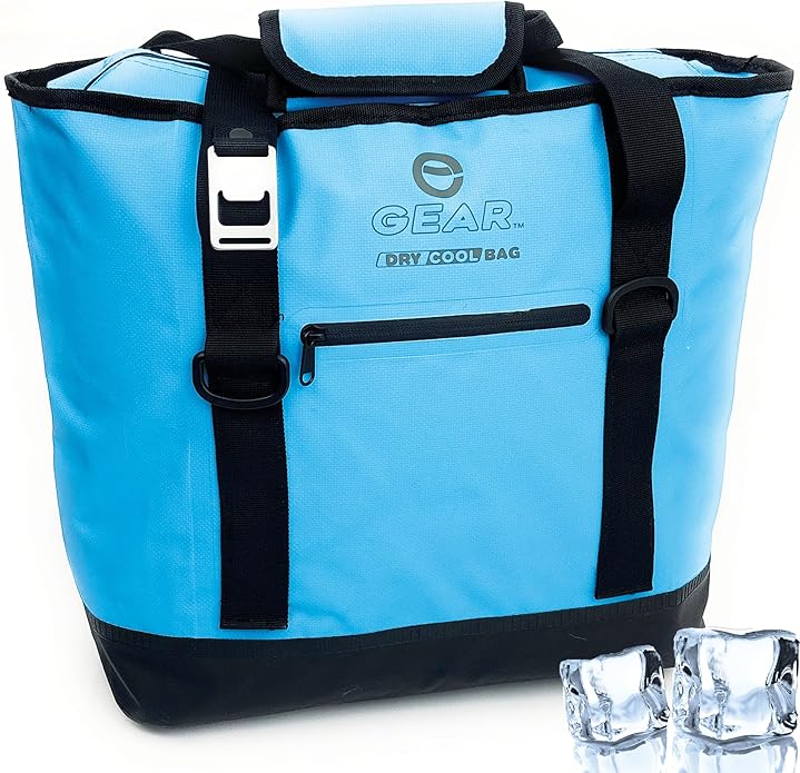 Enthusiast Gear Dry Bag Cooler Tote – Collapsible, Waterproof and Leak-Proof Soft Sided Cooler Bag - Pool, Beach - 20 or 36 Cans