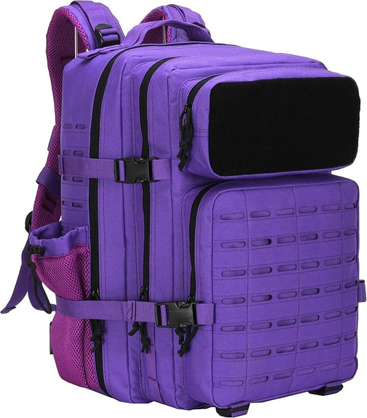 45L Military Tactical Backpacks 3 Days Assault Pack Bag Fitness Rucksack 3 Day Bug Out Bag Hiking Treeking Molle Daypack (Purple)