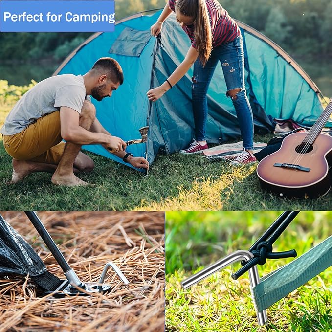 100 Pack 7" Tent Stakes, Metal Tent Stakes for Outdoor 4mm Thickness Camping Galvanized Tent Stake Pegs Rust-Free Canopy Stakes Heavy Duty Garden Stakes for Camping, Canopy, Outdoor Decoration