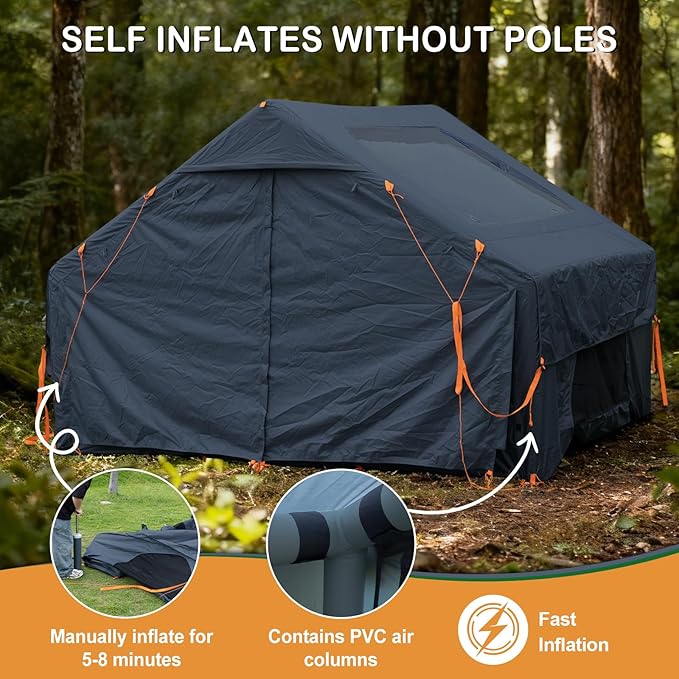 Inflatable Tents for Camping,Easy Blow Up Tent with Hand Pump,4 Seasons Waterproof Air Inflatable Camping Tent House for Family Weekend Camping