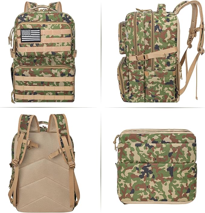 45L Tactical Backpack for Men, Water-resistant Military MOLLE Assault Backpack Bag for Hunting Camping Travel (Khaki Camo)