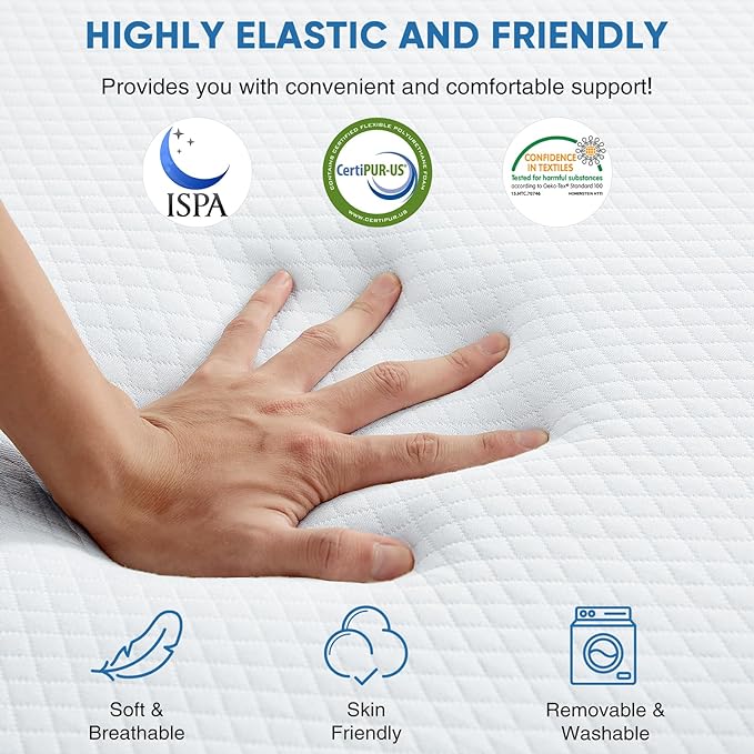 OLIXIS Tri-fold Memory Foam Mattress - 3 Inch Full Size Portable Floor Bed, Foldable Mat for Adults, Collapsible and Washable Cover with CertiPUR-US Certified, for Travel & Camping & Yoga