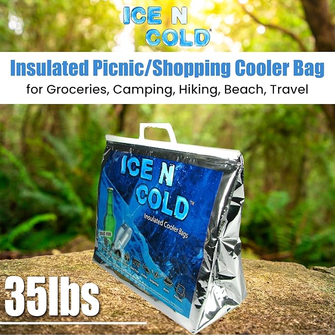 Insulated Cooler Bag - Large 35 lbs Capacity (Pack of 80) | Lightweight, Soft, Collapsible | Ideal for Groceries, Camping, Hiking, Beach, Travel