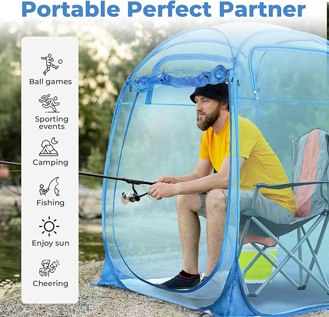 All Weather Proof Pod,Outdoor Weather Tent Sports Pod,540°View Bubble,Pop Up Screen House with Carry Bag,Screen Room for Sport Event,Camping,Fishing,Cheering