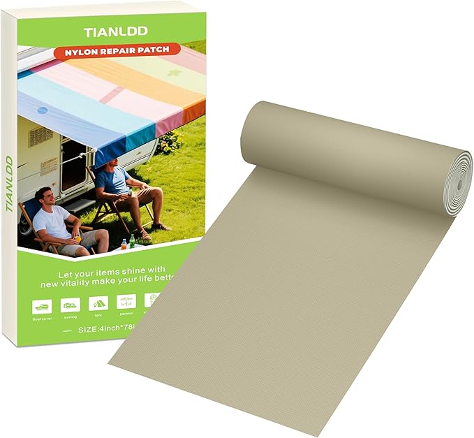 Awning Repair Tape,Tent Patch kit,Waterproof Repair Tape kit of RV Awning,Boat Covers,Canvas,Vinyl Fabric,Tarp,Sail-4x78in（Light Grey）