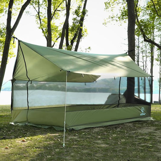 REDCAMP Large Hammock Hot Tent with Stove Jack, Waterproof & Windproof Winter Wall Tent with Snow Skirt, Ultralight 4 Season Tents for Camping, Hiking, Bushcraft, Backpacking, Hunting