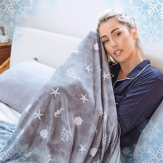 Ailemei Direct Cooling Blanket with Double Sided Cold Effect, Lightweight Breathable Summer Oversize Coastal Theme Bed Blankets, Transfer Heat to Keep Body Cool for Hot Sleepers Night Sweats, 108“x90”