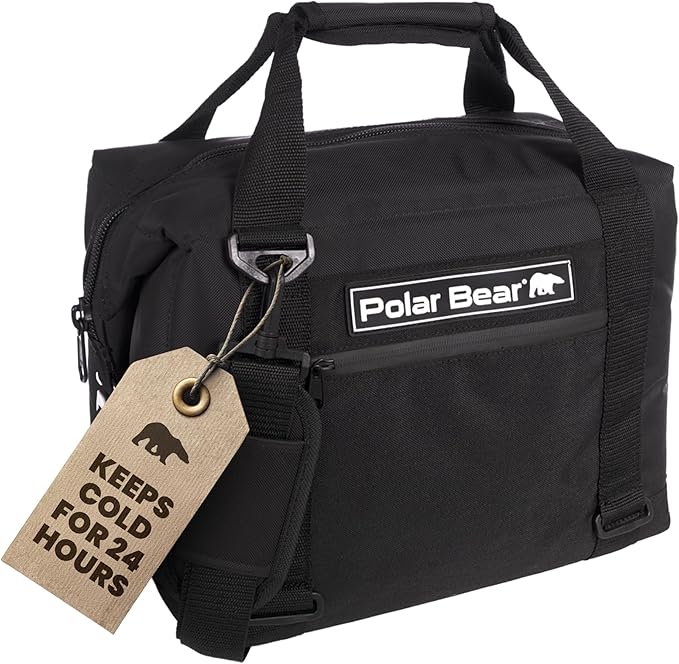 Polar Bear Coolers - Original Soft Cooler Bag - Insulated Leak Proof Beach Cooler Bag, Small Thermal Bags for Travel - Heavy Duty & Portable - Sweat Proof Picnic Carrier - Nylon