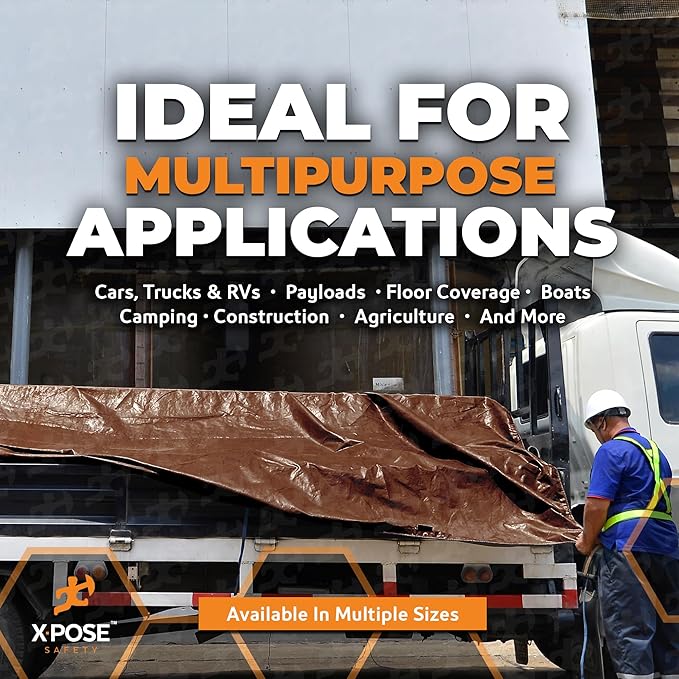 20' x 30' Brown/White Ultra Heavy Duty Tarp - 20 Mil Tarps Heavy Duty Waterproof 20x30 - Extra Large Outdoor Tarp, Waterproof Tarp Cover for Rain Camping, Tent Tarp, UV Protection, Reinforced Corners