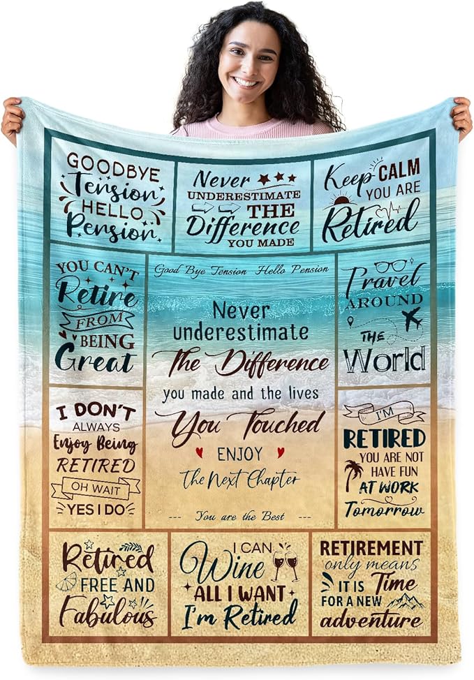 Retirement Gift for Woman, Retired Gifts for Women Men, Retirement Blanket for Women, Soft Blanket for Couch Bed 60"x50"