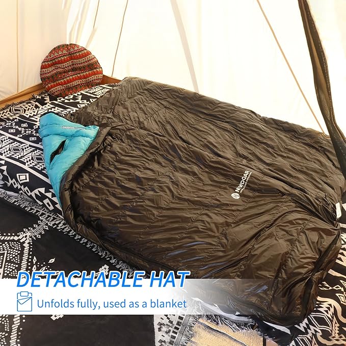 NewDoar Urltra-Light Camping Sleeping Bag 800FP Down Spring Summer Outdoor Autumn Mummy Sleeping Bag for Hiking Tent