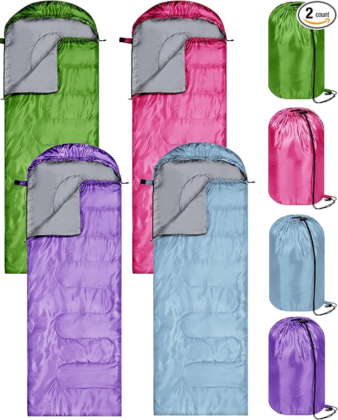 Tudomro 2 Pcs Camping Sleeping Bag for Adults, Lightweight Packable Waterproof Camping Gear Equipment to Keep Warm for Spring Summer Fall Indoor Outdoor Backpacking Hiking Travel