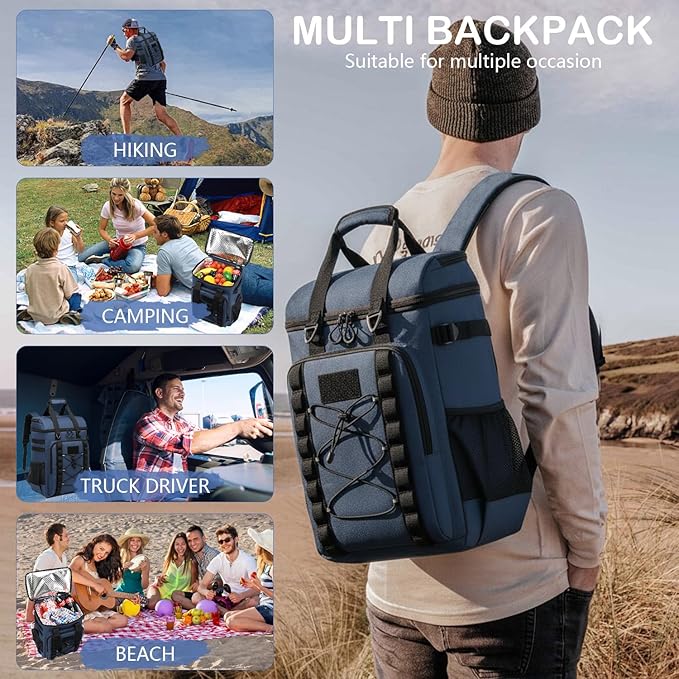 Tactical Cooler Backpack - 42 Cans Backpack Coolers Insulated Leak Proof for Men Adults, Soft Cooler Insulated Backpack for Lunch, Work, Camping, Hiking, Picnic, Beach & Travel