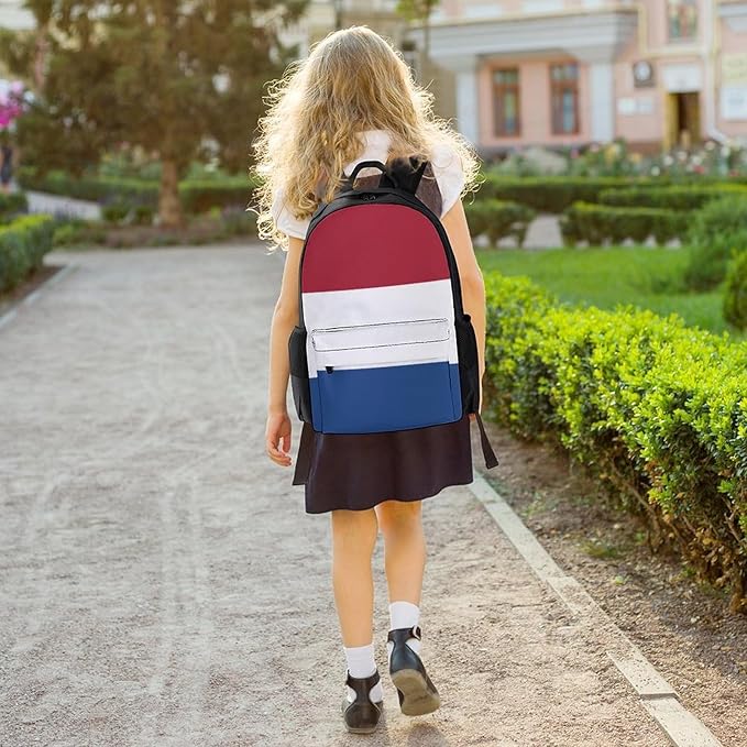 Rucksack Anti-Theft Multipurpose Large Capacity Carry On Bag, Netherlands Flag Travel Hiking Bag Day Pack With Side Pockets