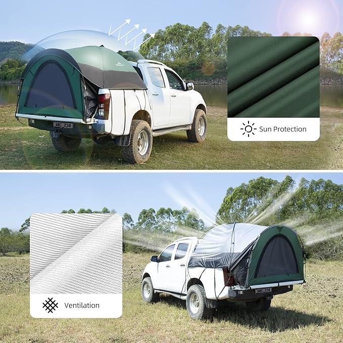 Forceatt Truck Bed Tent, Fits 5’-6.5’ , Waterproof PU2000mm Pickup 6.5 Foot Bed, Easy Setup 2 People Portable Truck Tents for Camping, Hiking, Fishing