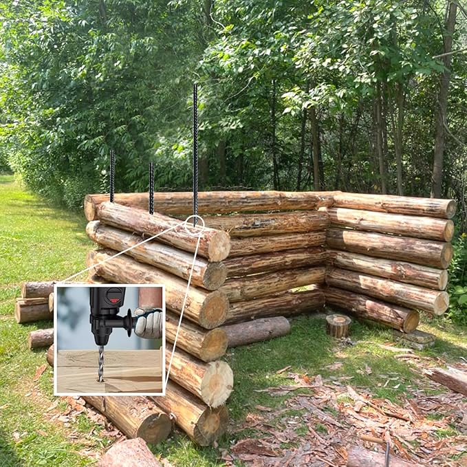 16 Inch Ground Rebar Stakes Heavy Duty Steel Ground Anchors for Outdoor, Straight Metal Stakes with Chisel Point end, Black Powder Coated (24)