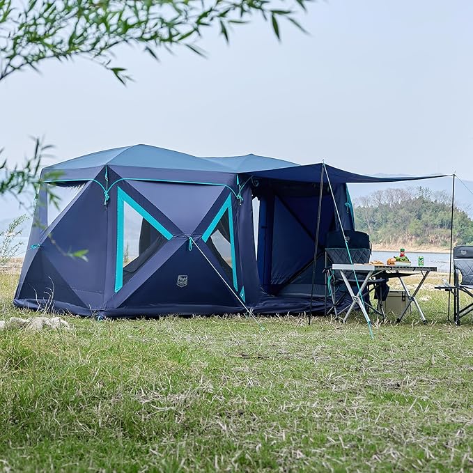 TIMBER RIDGE 4/6/8 Person Instant Pop Up Cabin Tent, Easy 60 Second Setup, Weather Resistant Camping Family Hub Tent with Rain Fly and Carry Bag for Outdoor Camping & Overlanding