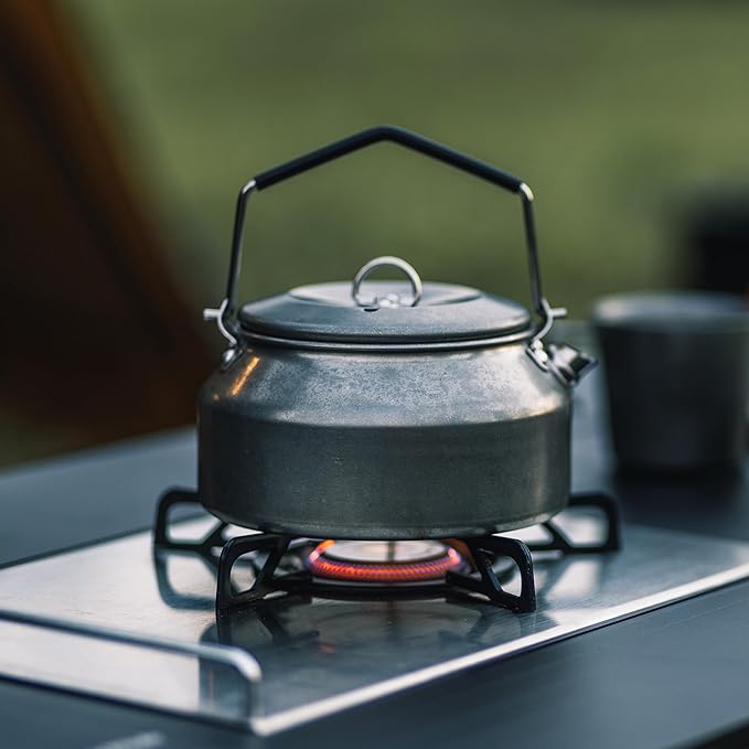 Thous Winds 1L Camping Kettle, Portable Camp Tea Coffee Pot, Lightweight Stainless Steel Teapot, Fast Heating Boiling Water, for Outdoor Campfire Hiking Camping Picnic