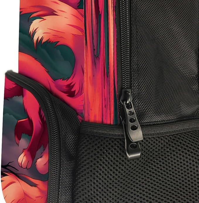 Lightweight Backpack for Gym Travel Bicycle, Big Capacity Multipurpose Anti-Theft Carry On Bag, Anime Fox Art Travel Hiking Bag Day Pack