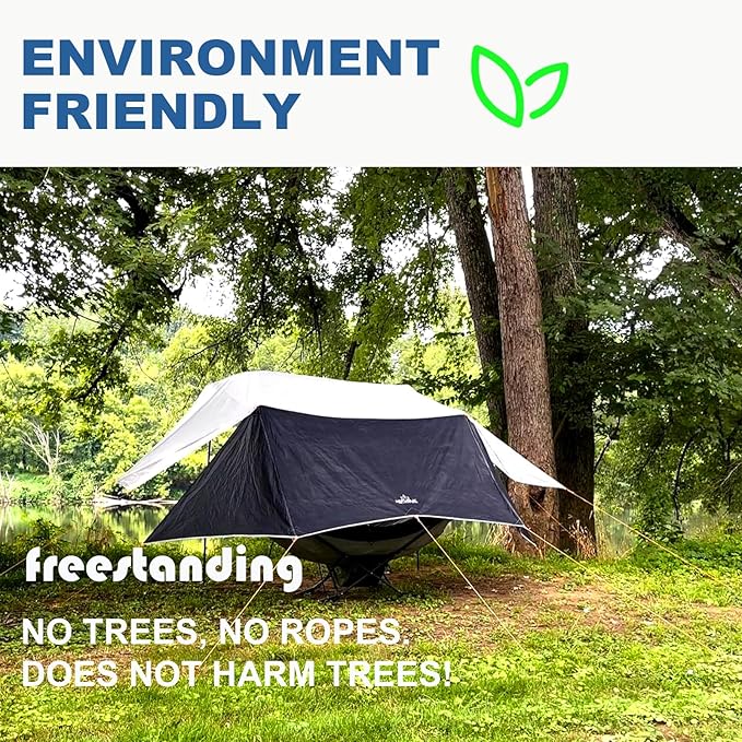 Portable Hammock with Stand, World's Best Mock ONE® Hammock Samsara Set, Compact Folding Framed Hammock with Bug Net and Tarp for Park, Backyard, Garden, Camping, Hiking, Mountaineering, Beaches-Green