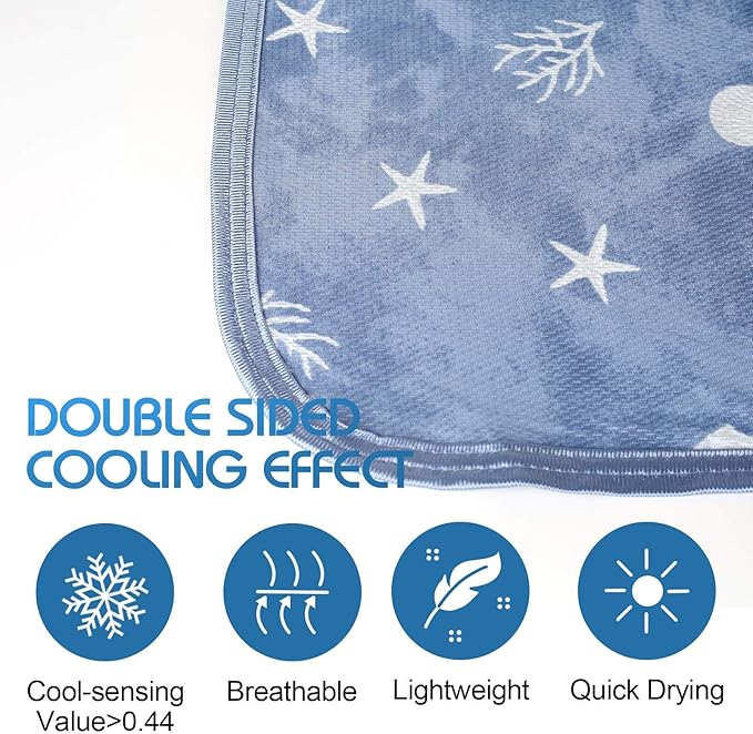 Ailemei Direct Cooling Throw Blanket with Double Sided Cold Effect, Lightweight Breathable Summer Coastal Theme Bed Blanket, Transfer Heat to Keep Body Cool for Hot Sleepers Night Sweats,50"x70"