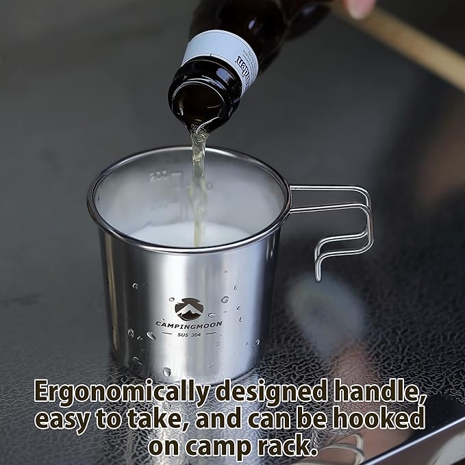CAMPINGMOON 7oz Mug Cup Stackable 304 Stainless Steel Small Little Camping Beer 210ml S-190 (4pcs set/w bag)