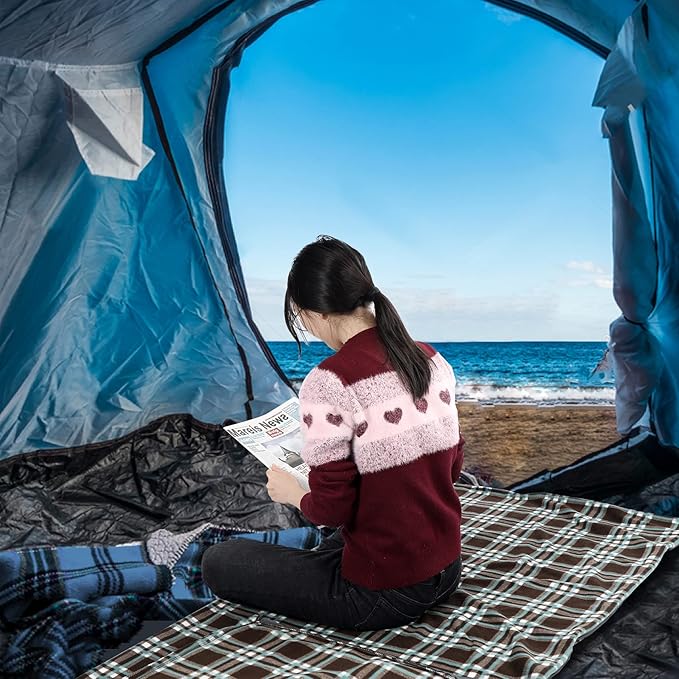 REDCAMP Fleece Sleeping Bag Liner Thicker for Adult Warm or Cold Weather, 73" Long Full Sized Zipper Camping Blanket for Outdoor Indoor Used with Sack, Brown