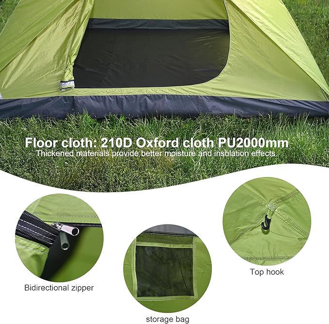 4-6 Person Dome Camping Tent, Family Camping Tent, 83x106 inches, Waterproof Oxford Flooring, for Fishing, Outdoor Camping, Hiking, Study Tours, Summer Camps.