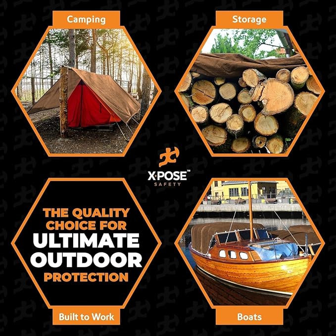 Multipurpose Protective Cover Brown Poly Tarp 30' x 40' - Bulk Half Pallet (42 Pack) Durable, Water Resistant, Weather Resistant - 5 Mil Thick Polyethylene - by Xpose Safety