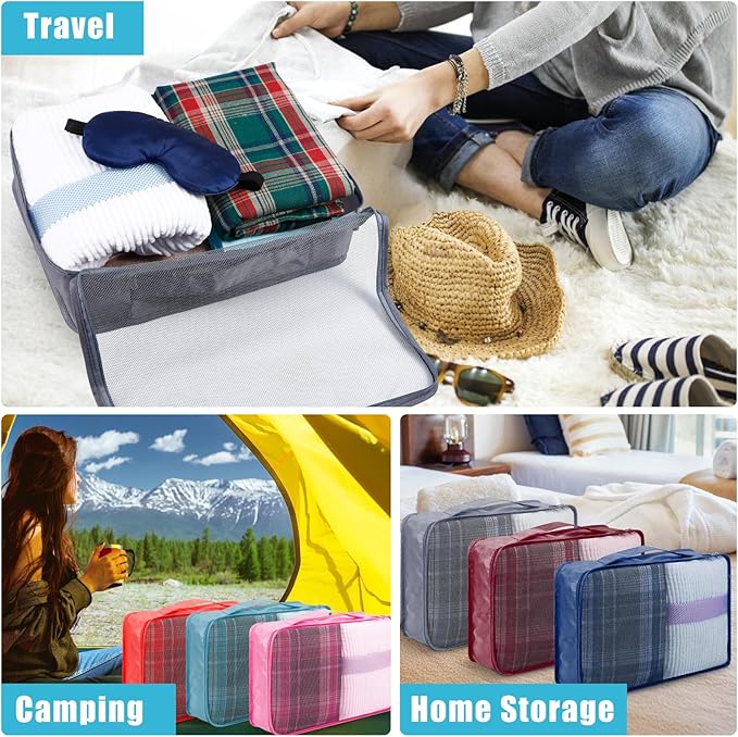 12 Pcs Packing Cubes,Large Packing Cubes Luggage Organizers for Suitcase,Lightweight Mesh Travel Organizer Bags for Traveling Hiking Camping Backpacking(Multicolor)