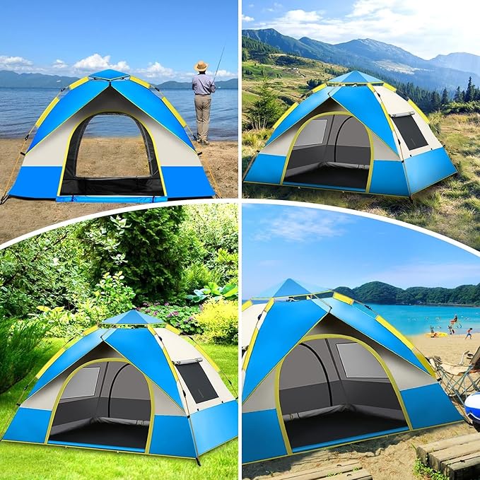 KOMCLUB Camping Tent Tents for Family Camp Tent Waterproof Windproof Outdoor for Backpacking Hiking Easy Setup with Storage Bag