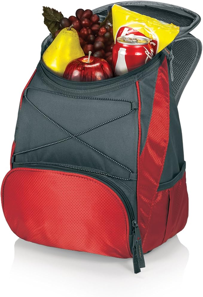 PICNIC TIME PTX Backpack Cooler, Modern Backpack Cooler with 20-Can Capacity, Fully Insulated Outdoor Lunch Bag with Water Resistant Interior, Pockets, Padded Straps, (Red with Gray Accents)
