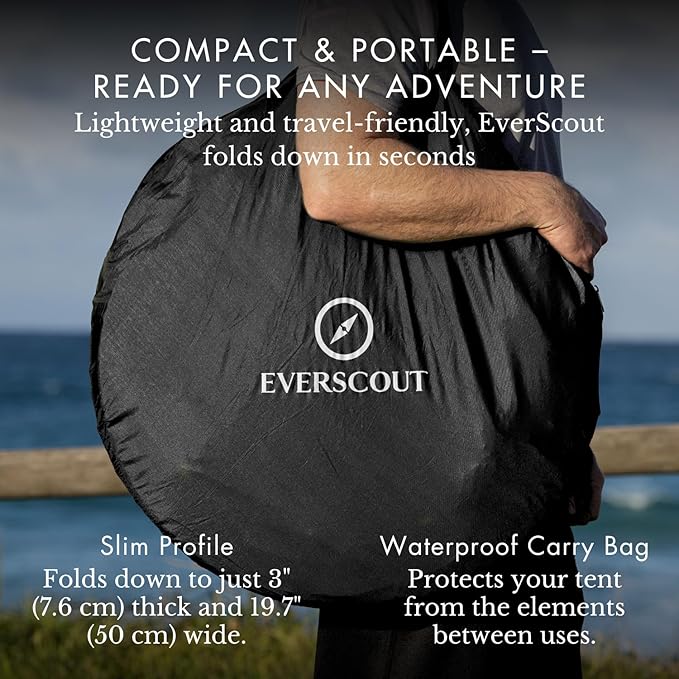 Portable Pop-Up Privacy Tent – Black/Green & Carry Bag. Outdoor Shower, Toilet, and Changing shelter. Water-Repellent, Compact, UV-Protective. Privacy Tent for Camping, Beach, Hiking, and Festivals.