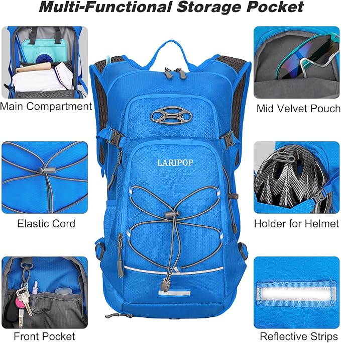 LARIPOP 18L Hydration Backpack with 2L Leak-Proof Water Bladder for Hiking Cycling Running Men Women