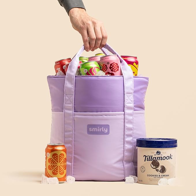 SMIRLY Large Insulated Cooler Bag, Thermal Insulated Grocery Bags, Collapsible Cooler Tote for Travel,Beach or Picnic
