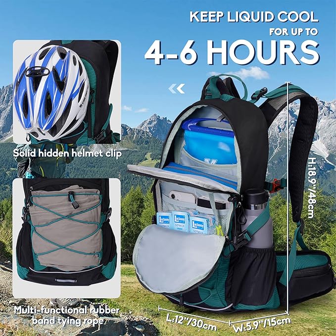 N NEVO RHINO Hydration Backpack with Water Bladder 3L, Hiking Backpack with Rain Cover, Insulation Water Daypack for Cycling Biking