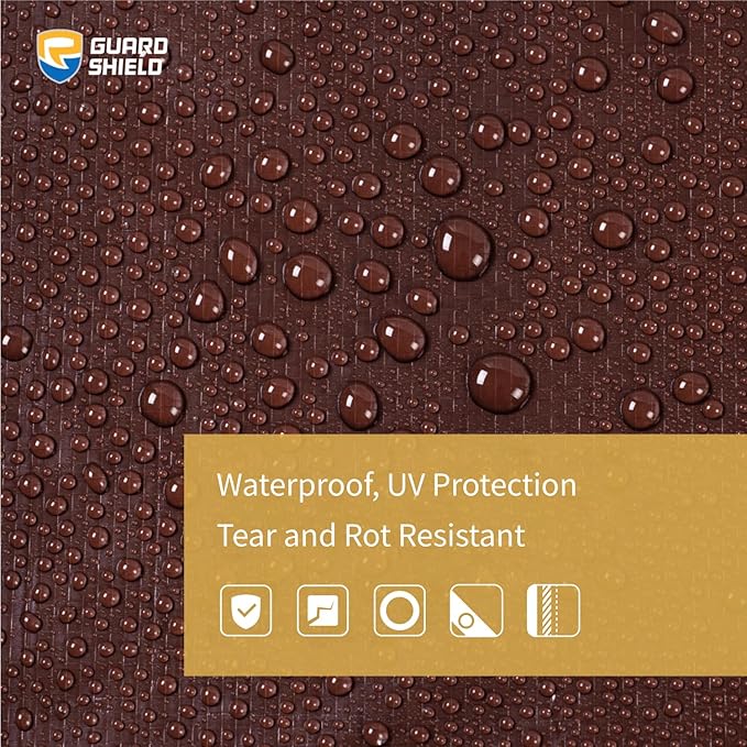 GUARD SHIELD Brown/Green Tarp 10x12 Feet Medium Duty Outdoor Waterproof Multi Purpose Poly Tarps Cover 7mil (2-Pack)