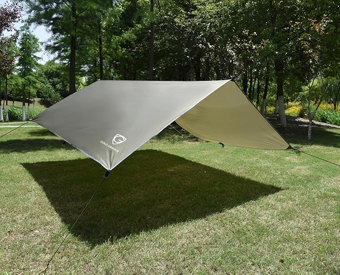 Gold Armour Rainfly Tarp for Hammock and Tent, 12x10ft Waterproof Lightweight Camping Accessories, Survival Gear