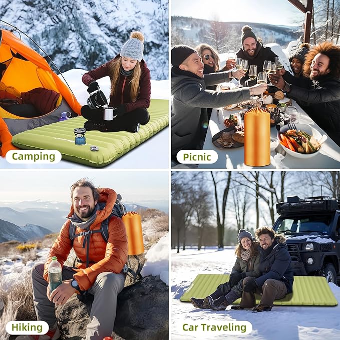 Ultralight Insulated Inflatable Sleeping Pad, 6.9R for Camping & Backpacking, 72x26in, 3.62" Thickness, Waterproof & Easy Inflation