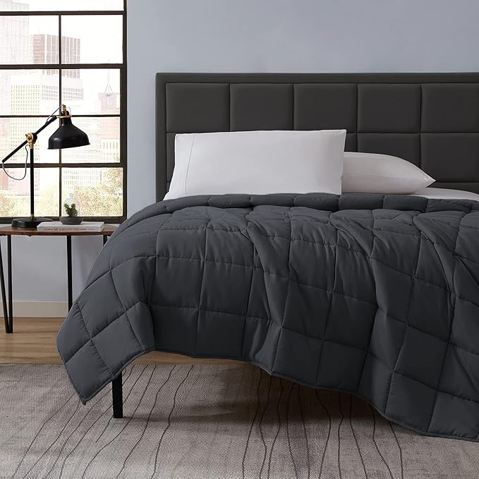 L'AGRATY Weighted Blanket - 40"x60" 7lbs Cooling Breathable Weighted Microfiber Material with Glass Beads Small Blanket for All-Season Summer Fall Winter Soft Thick