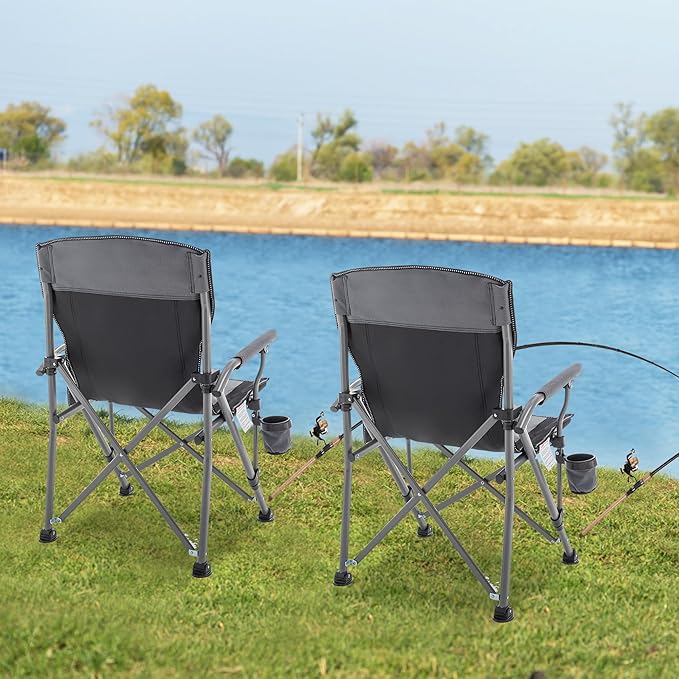 Fishing Chair Camping Chairs Foldable Lawn Beach Portable Campact Chair with Side Pockets and Cup Holder for Adults