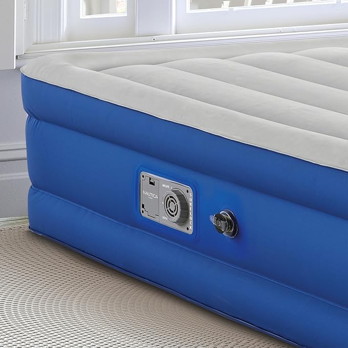 Nautica Home 17" Plushaire Size Queen Air Mattress with Pillow Top - Built-in Pump, Vertical Beams Construction, DuraTex Puncture-Resistant Vinyl, Anti-Leak System, Supports 700 lbs