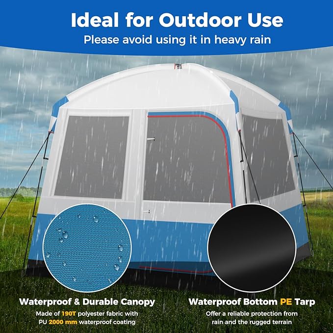 Goplus 3-5 Person Camping Tent, Portable Cabin Shelter w/Large Double-Layer Mesh Front Door, Mesh Screen Windows, Carry Bag, Waterproof & Windproof Large Family Tent for Backpacking Hiking Trip