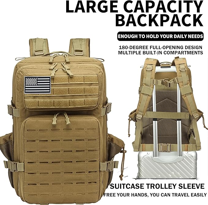 Military Tactical Backpack 45L/25L 3 Day Assault Pack Molle Daypack Hiking Backpack for Men and Women